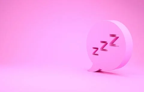 Pink Speech bubble with snoring icon isolated on pink background. Concept of  Stock Illustration