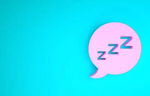 Pink Speech bubble with snoring icon isolated on blue background. Concept of  Stock Illustration