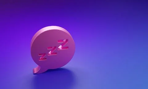 Pink Speech bubble with snoring icon isolated on purple-blue background. Co.. 스톡 일러스트