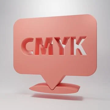 Pink Speech bubble with text CMYK icon isolated on pink background. Minimal.. Stock Illustration