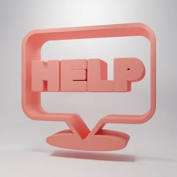 Pink Speech bubble with text Help icon isolated on pink background. Minimal.. Stock Illustration