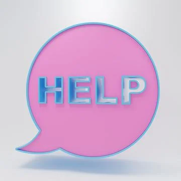Pink Speech bubble with text Help icon isolated on grey background. Minimal.. Stock Illustration