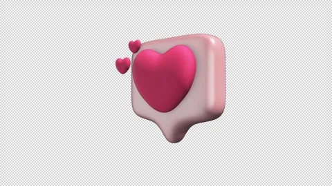 Pink speech bubble with three hearts Loop Alpha Stock Footage 308225166