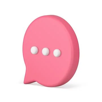Pink speech bubble web dialogue mind expression chat box 3d icon realistic ve Stock Illustration