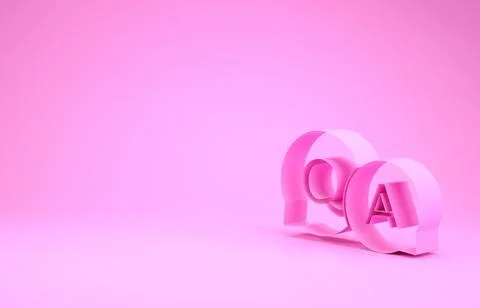 Pink Speech bubbles with Question and Answer icon isolated on pink background Illustrazione stock