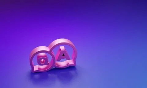 Pink Speech bubbles with Question and Answer icon isolated on purple-blue b.. Stock Illustration