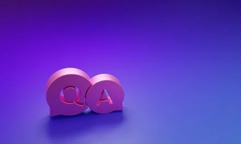 Pink Speech bubbles with Question and Answer icon isolated on purple-blue b.. Stock Illustration