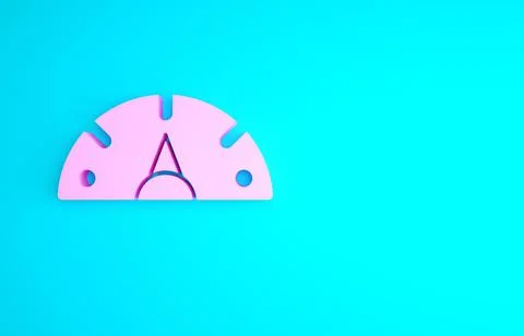 Pink Speedometer icon isolated on blue background. Minimalism concept. 3d ill Stock Illustration