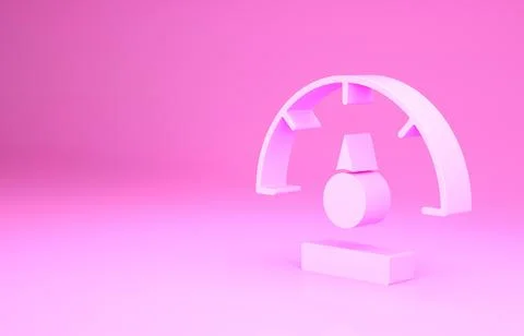 Pink Speedometer icon isolated on pink background. Minimalism concept. 3d Stock Illustration