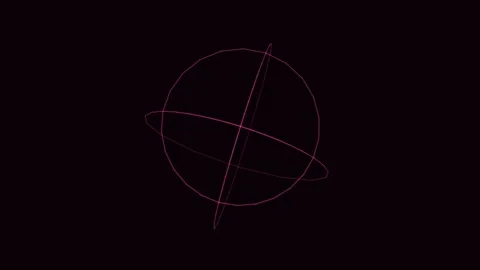 Pink Sphere Rotating 3D Wireframe Seamless Loop Animated Dark Background Stock Footage 342620905