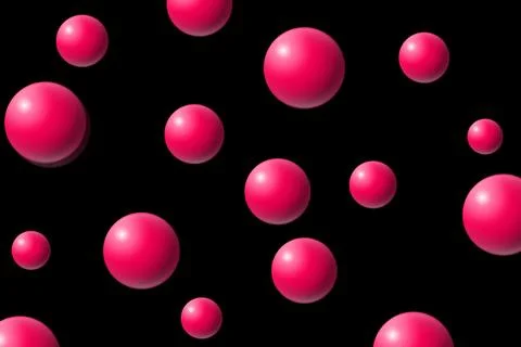 Pink Spheres Floating on Black Background 스톡 일러스트