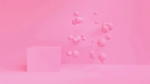 Pink spheres floating next to a pink solid cube Vídeos de archivo 333113871