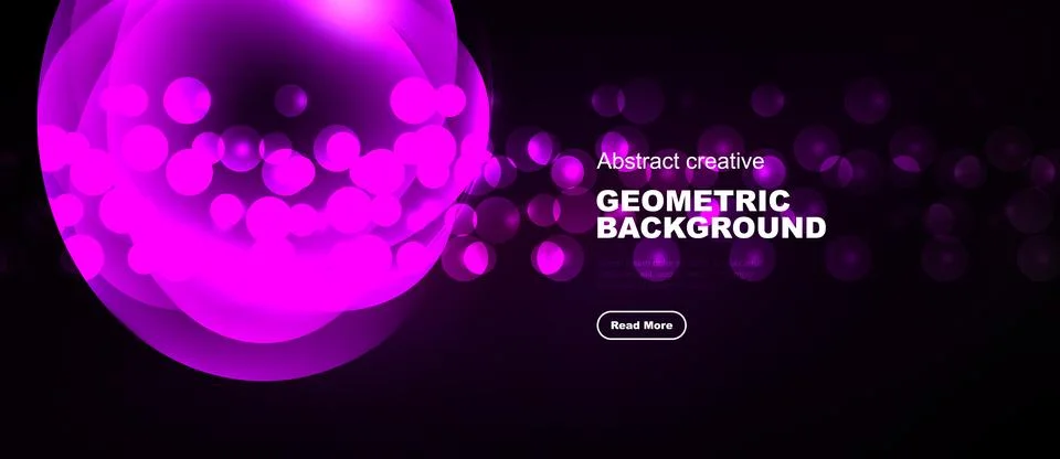 Pink spheres form abstract shape against dark backdrop. Text reads geometric 스톡 일러스트