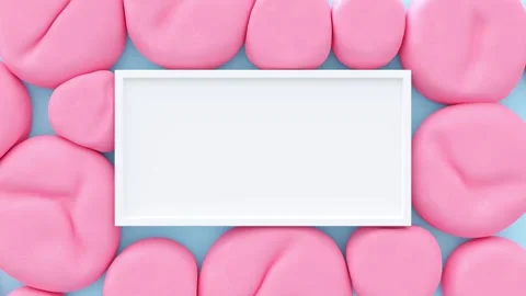 Pink spheres squeezed together around white text box on blue background. Stock Footage 265125589