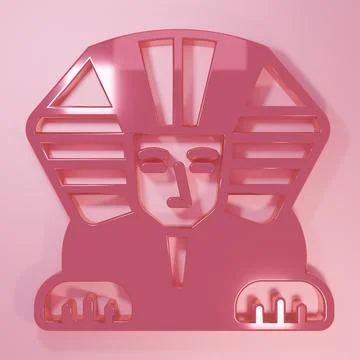 Pink Sphinx - mythical creature of ancient Egypt icon isolated on pink back.. Stock Illustration