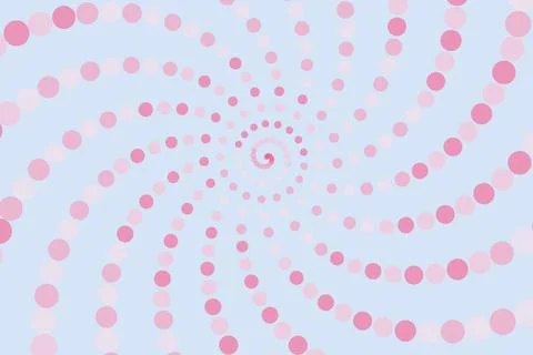 Pink spiral pattern with dots on a light background Stock Illustration