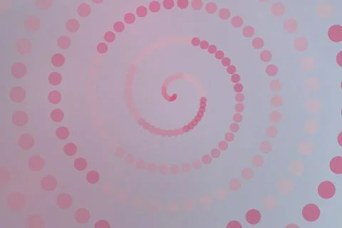 Pink spiral pattern with dots on light background Stock Photos