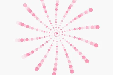 Pink spiral pattern made of dotted circles on white background Stock Photos