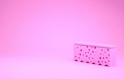 Pink Sponge with bubbles icon isolated on pink background. Wisp of bast for w Stock Illustration