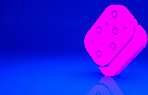 Pink Sponge with bubbles icon isolated on blue background. Wisp of bast for w Stock Illustration