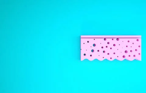 Pink Sponge with bubbles icon isolated on blue background. Wisp of bast for w Stock Illustration