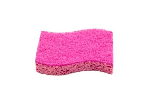 Pink sponge on white Stock Photos