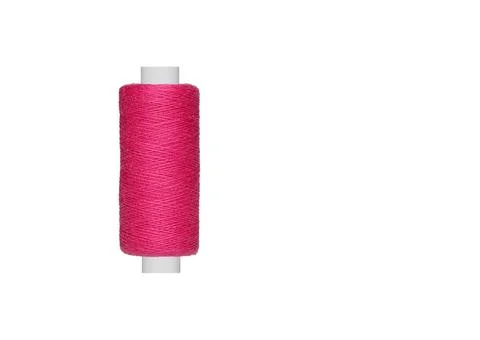 Pink spool of sewing thread isolated on white background Stockfoto's