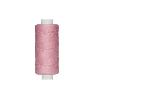 Pink spool of sewing thread isolated on white background Foto stock