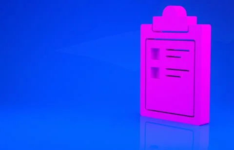 Pink Sport training program or fitness plan icon isolated on blue background. 스톡 일러스트