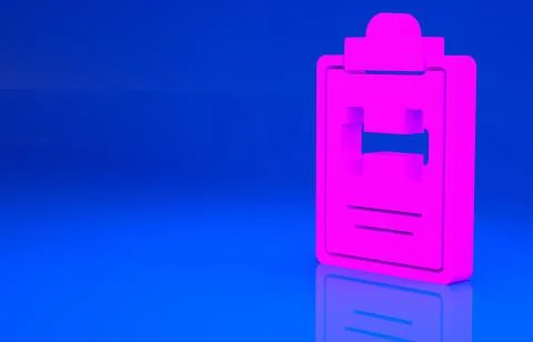 Pink Sport training program or fitness plan icon isolated on blue background. 스톡 일러스트