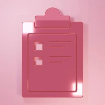 Pink Sport training program or fitness plan icon isolated on pink backgroun.. Stock-Illustration