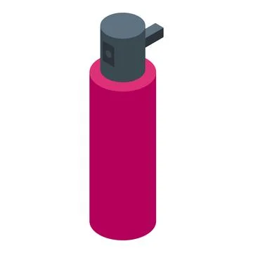 Pink spray can with black cap isometric projection Illustration