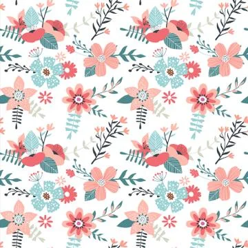 Pink spring flower seamless pattern background Stock Illustration