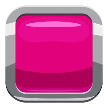 Pink square button icon, cartoon style Illustrazione stock