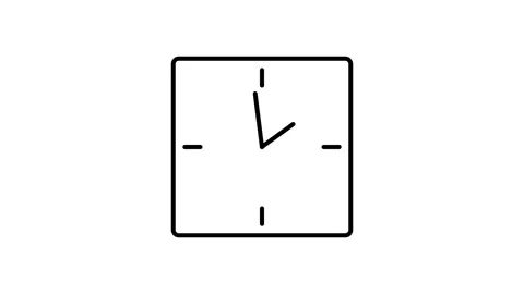 Pink square clock icon featuring a red hand indicating the time. Stock Footage 332986344