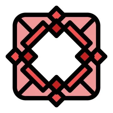 Pink square with red geometric pattern creating a frame effect イラスト素材