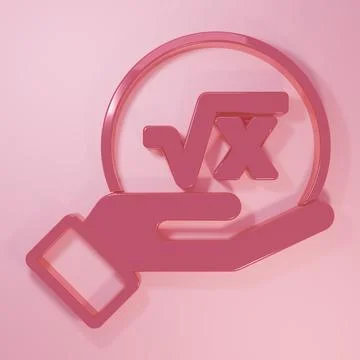 Pink Square root of x glyph icon isolated on pink background. Mathematical .. Stock Illustration