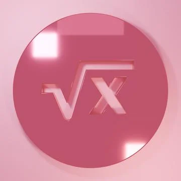 Pink Square root of x glyph icon isolated on pink background. Mathematical .. Stock Illustration
