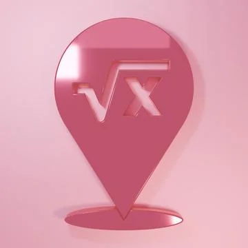 Pink Square root of x glyph icon isolated on pink background. Mathematical .. Stock Illustration