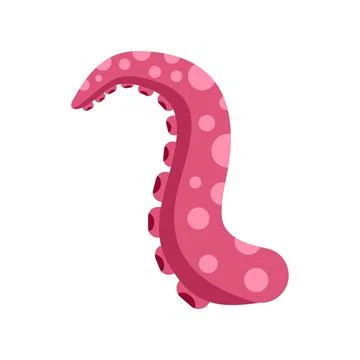 Pink squid or octopus tentacle with suckers Stock Illustration