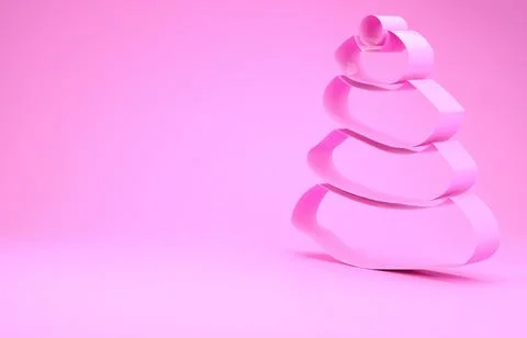 Pink Stack hot stones icon isolated on pink background. Spa salon accessory.  Stock Illustration