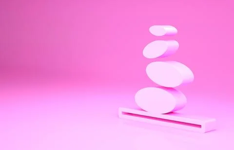 Pink Stack hot stones icon isolated on pink background. Spa salon accessory.  Stock Illustration