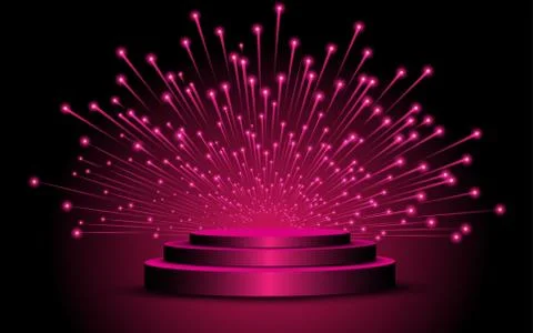 Pink stand with firework in the studio room Stock Illustration