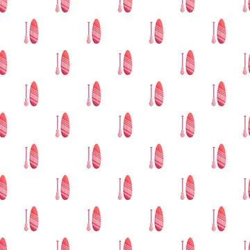 Pink stand up paddle board summer seamless pattern Stock Illustration