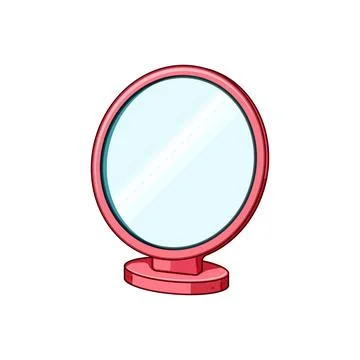 Pink standing mirror for speech therapy practice Stock Illustration