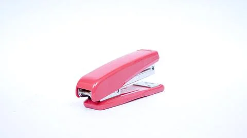 Pink stapler isolated white background Stock Photos