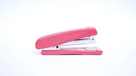 Pink stapler isolated white background Stock Photos