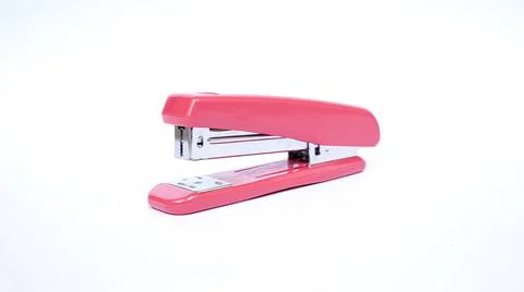Pink stapler isolated white background Stock Photos