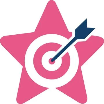 Pink star icon with target and arrow symbol Stock Illustration