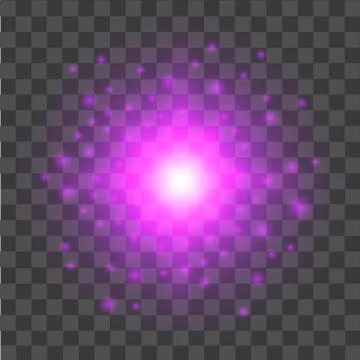 Pink star light effect on transparent background. Glow light effect. Vector. Stock Illustration